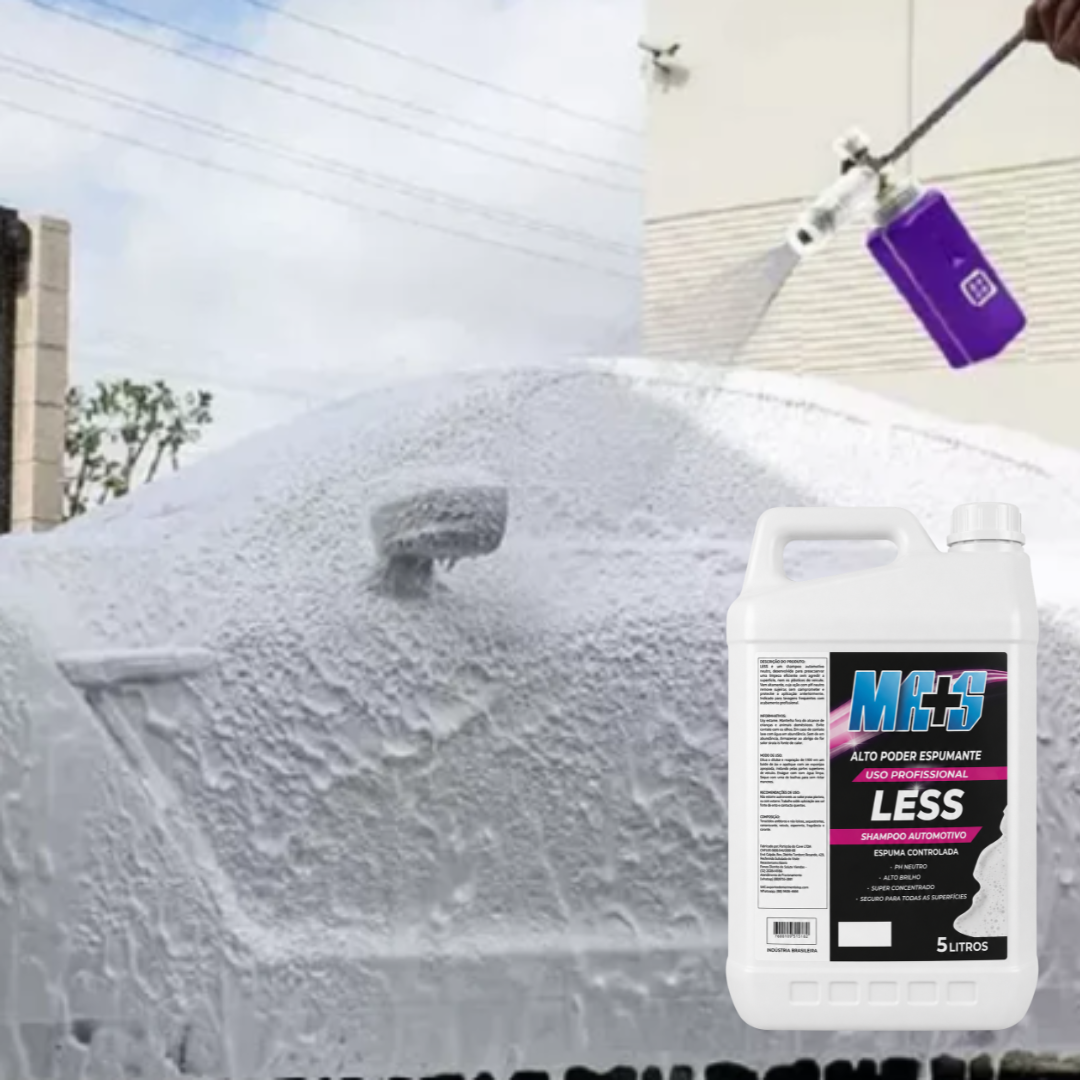 LESS - Shampoo Automotivo 5LTs - 1L de Produto P/ até 100L de água.