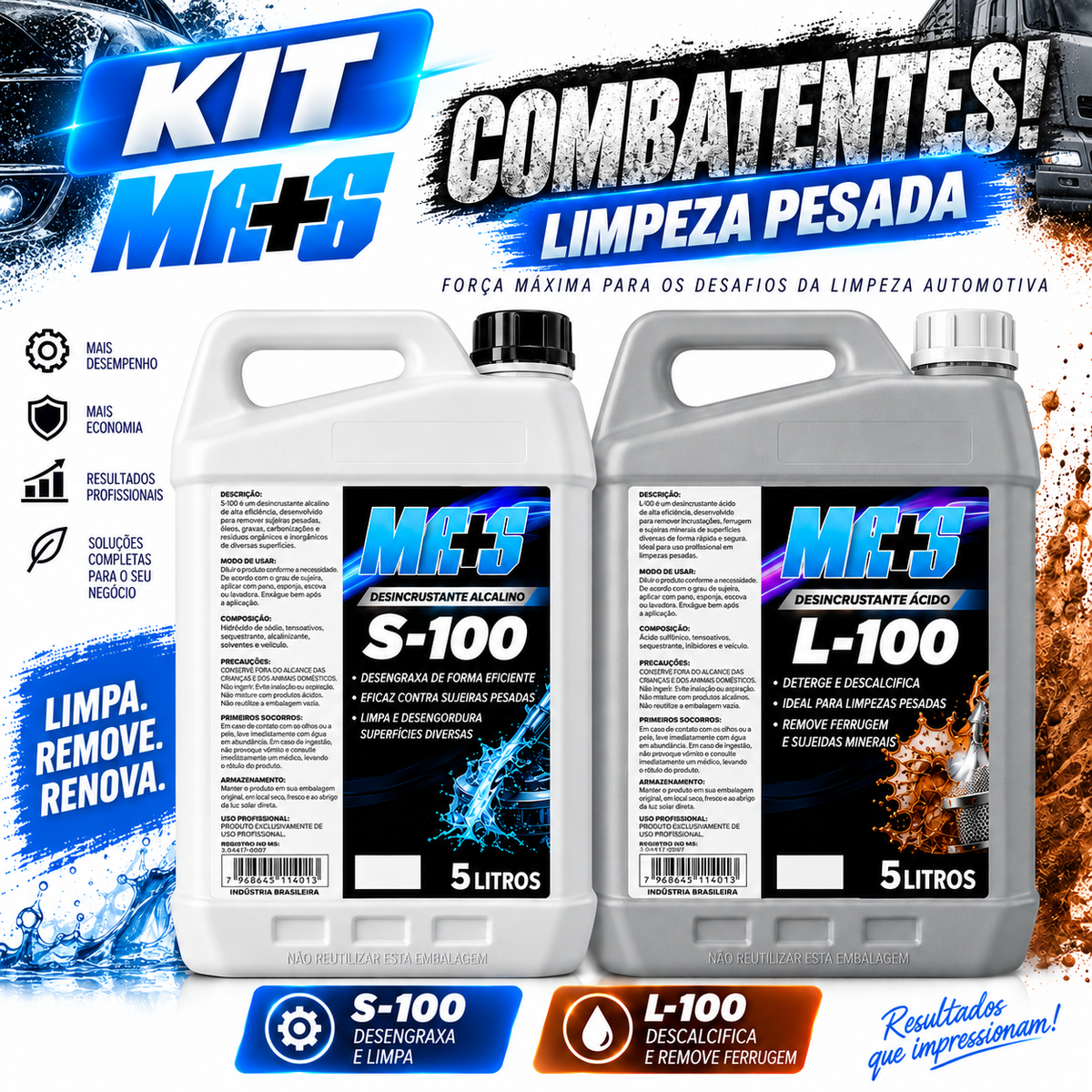 KIT - Desincrustante Ácido + Alcalino - Diluição 1/100