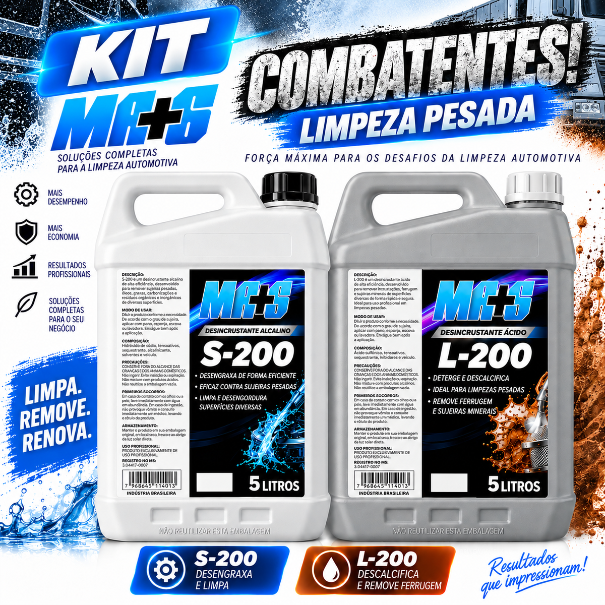 KIT - Desincrustante Ácido + Alcalino - Diluição 1/200
