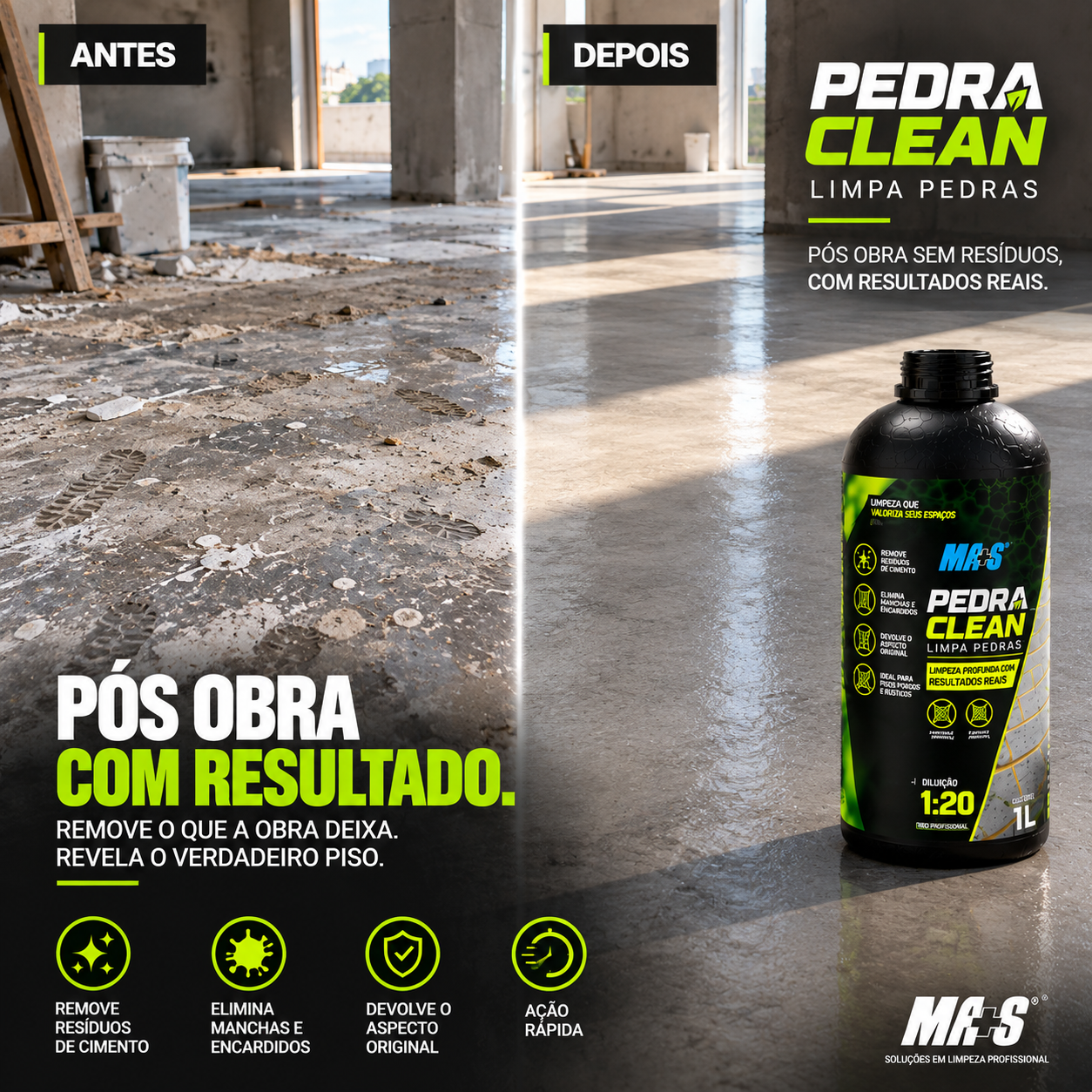 PedraClean 1:20 - Limpa Pisos Concentrado 1L