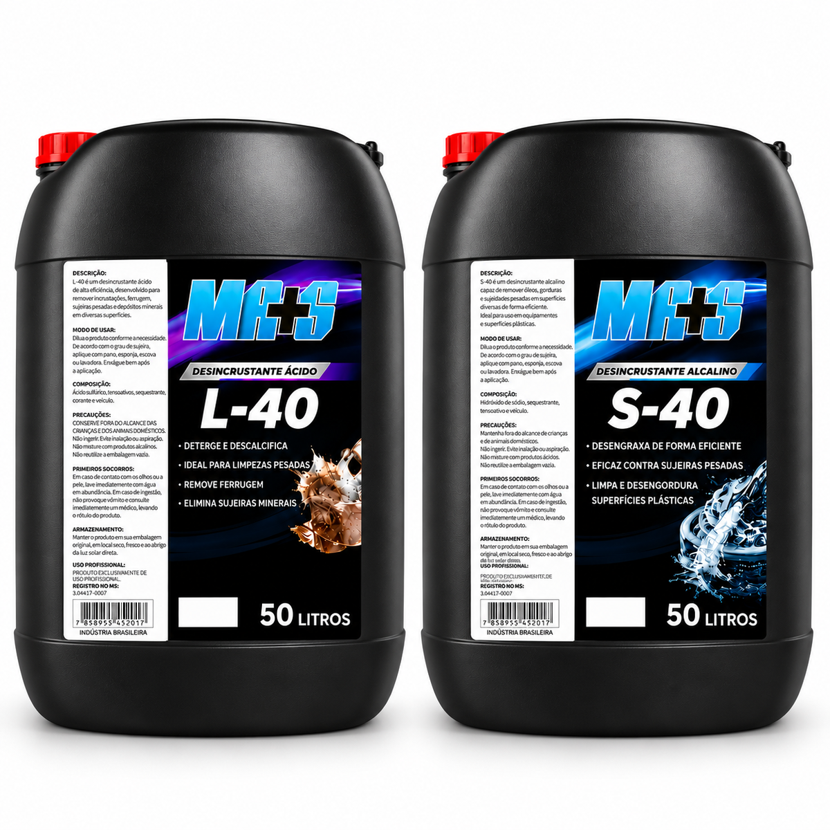 CASAL 1/40: Desincrustante Ácido + Alcalino 50L - Diluição 1 P/ 40