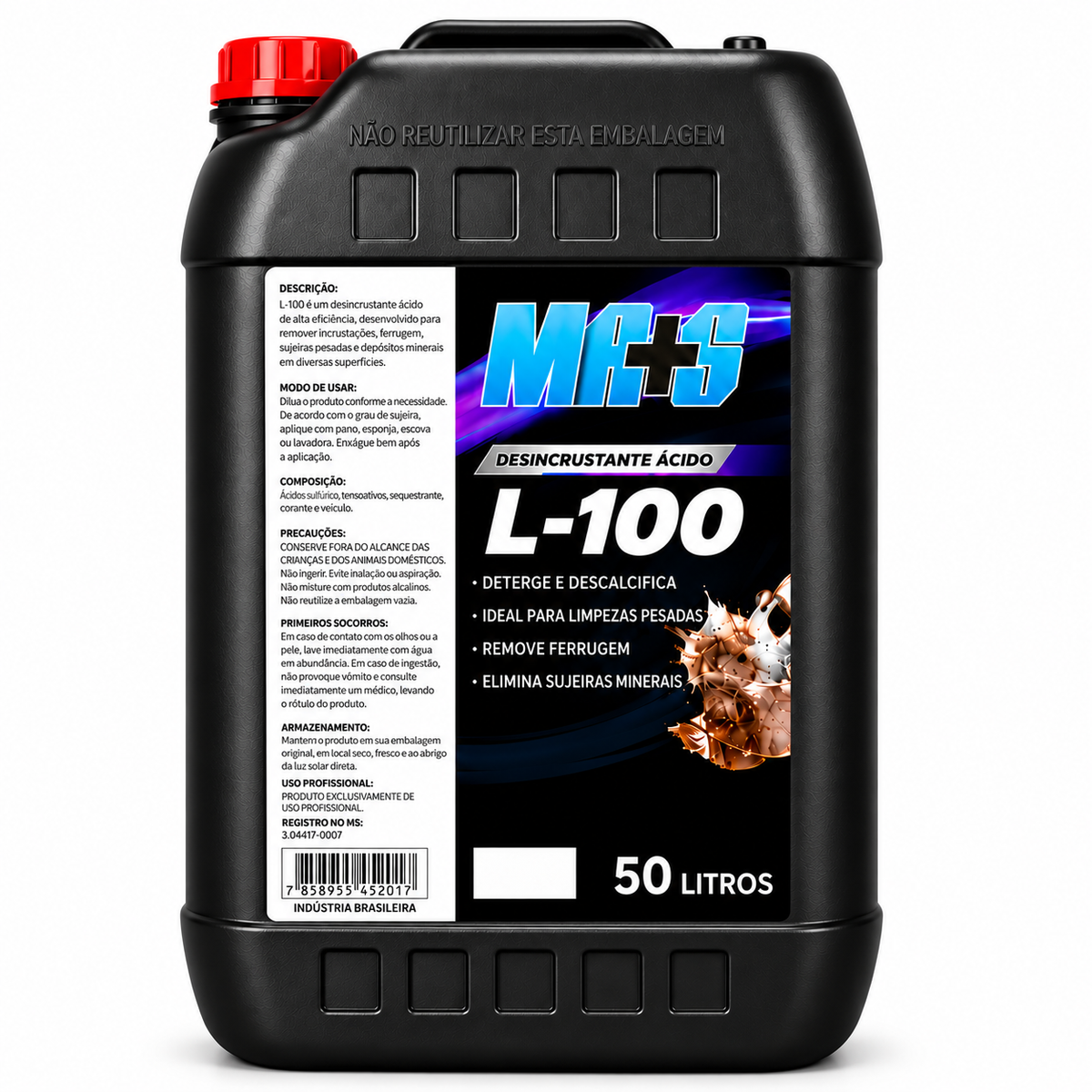 L-100 - Desincrustante Ácido  50L - Diluição 1 P/ 100
