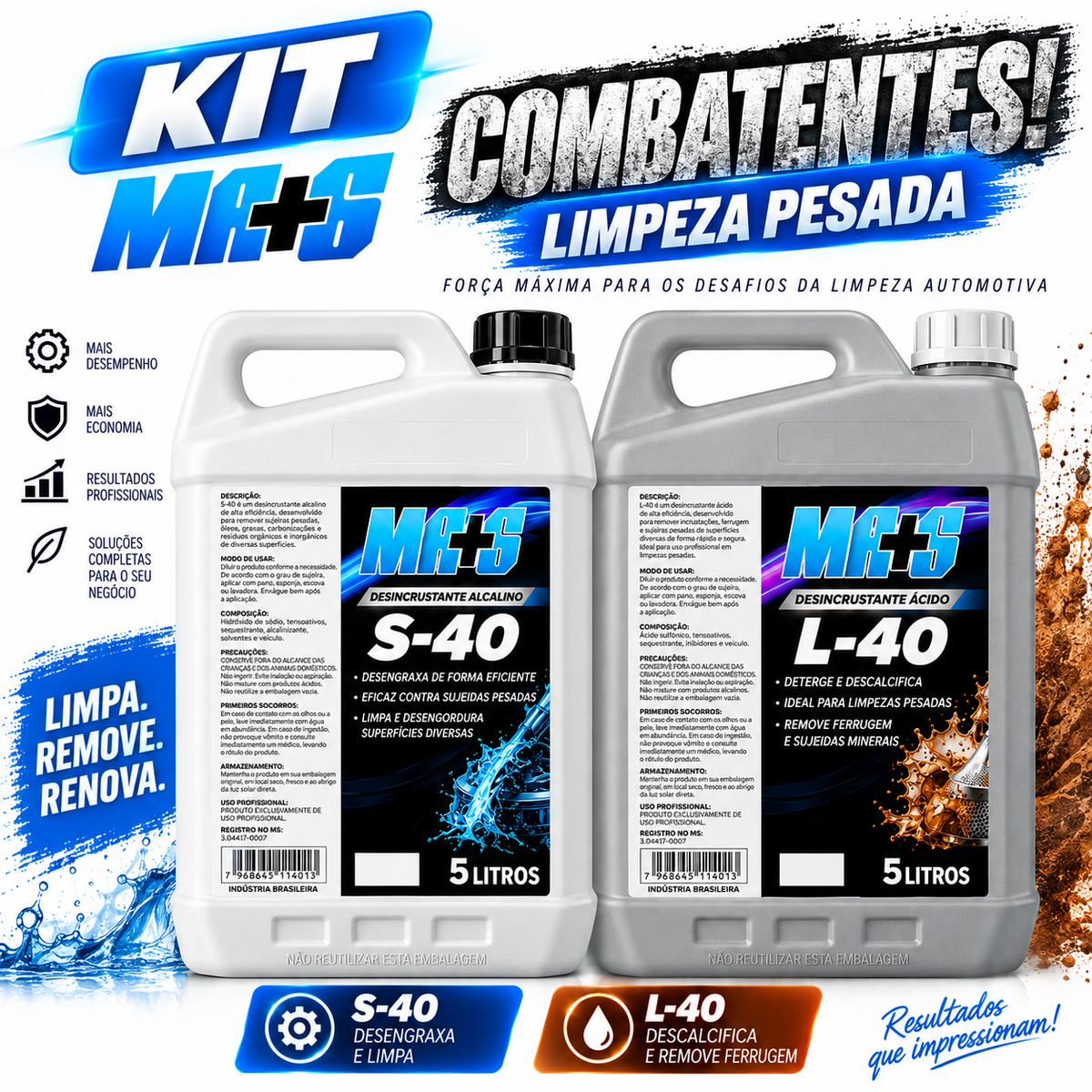 KIT - Desincrustante Ácido + Alcalino - Diluição 1/40