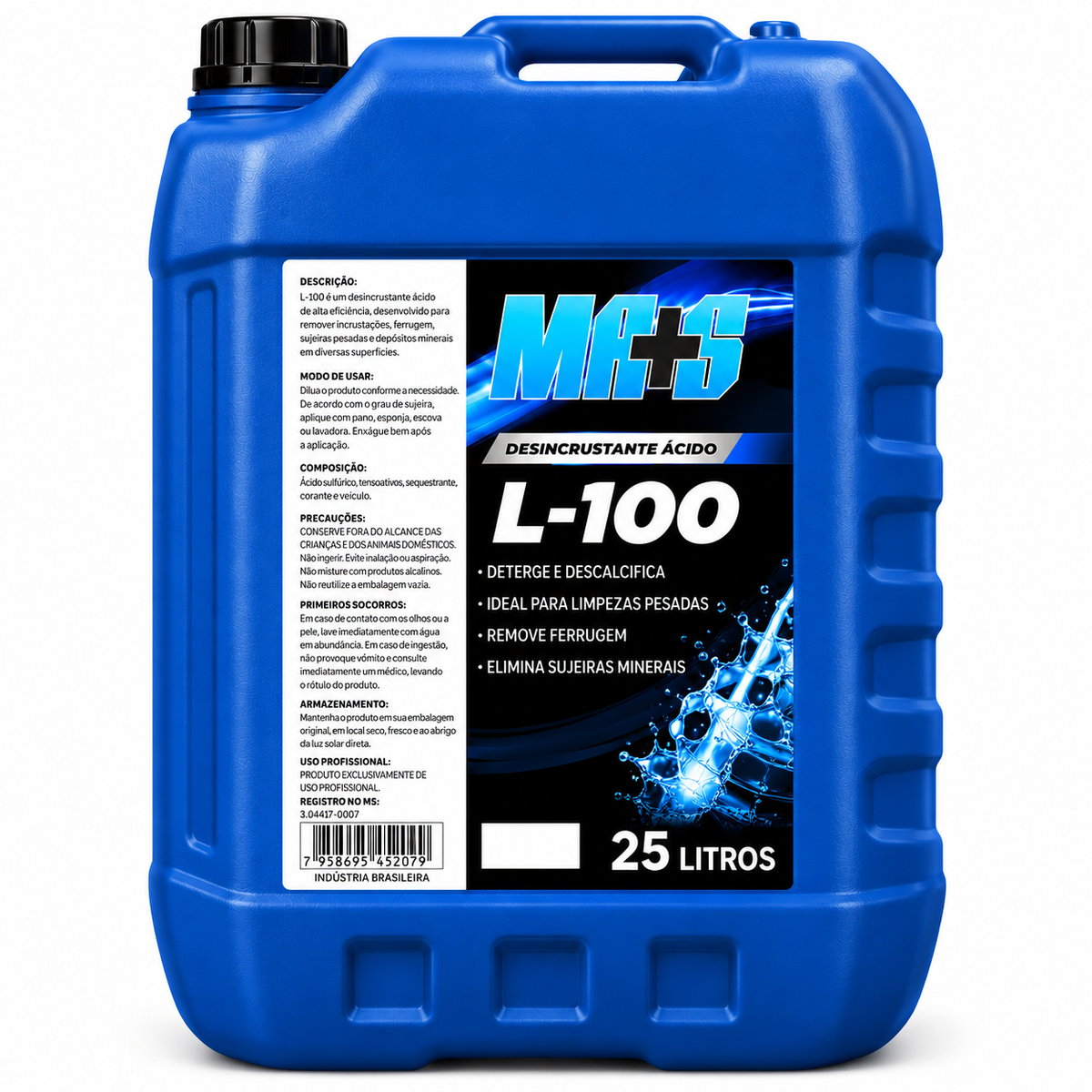 L-100 - Desincrustante Ácido  25L - Diluição 1 P/ 100